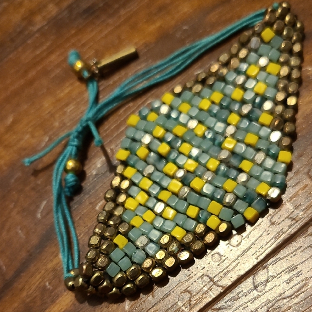Beaded Bracelet with Adjustable Strap